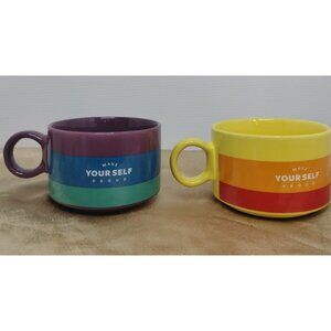 2 Miniso Rainbow Series Ceramic Mugs  Make Your Self Proud New